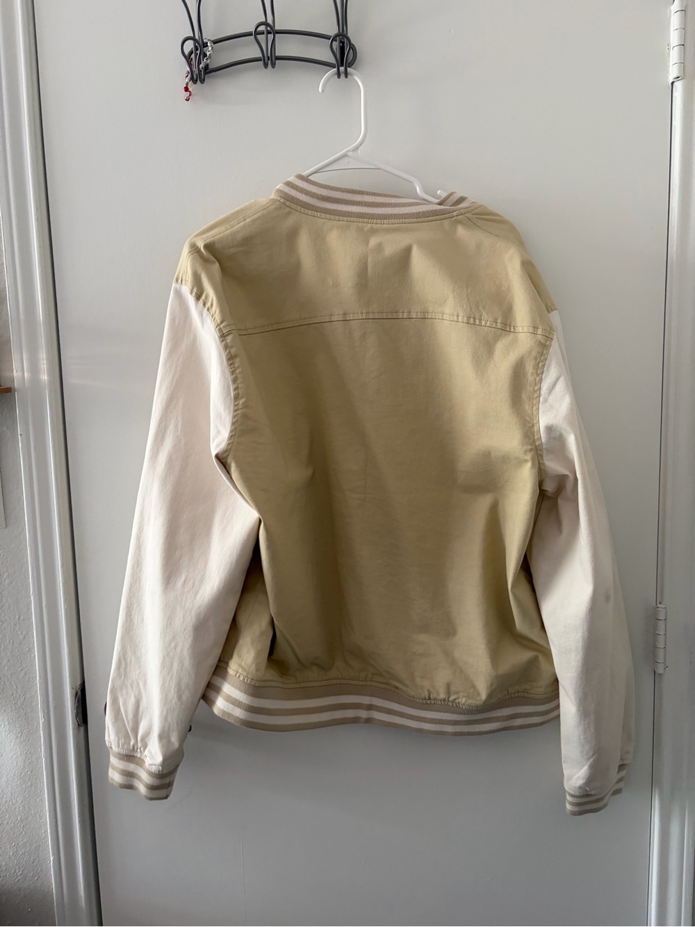 Forever 21 Beige and Cream Varsity Bomber Jacket - Picture 3 of 3